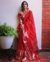 SF 371 Red Designer Lichi Silk Saree Wholesale Clothing Suppliers In India